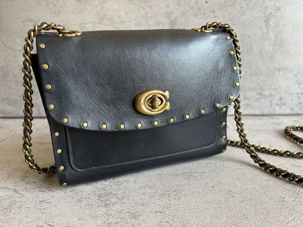 COACH 29389 Parker 18 Signature C Border Revers Shoulder Crossbody Bag Black